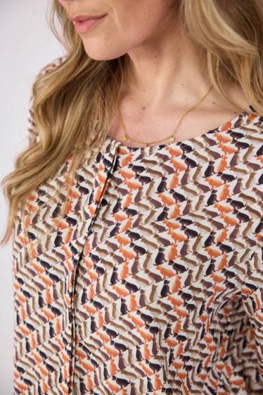 Lieblingsstück Alloverprint-Bluse mit Rundhalsausschnitt Flash Sale