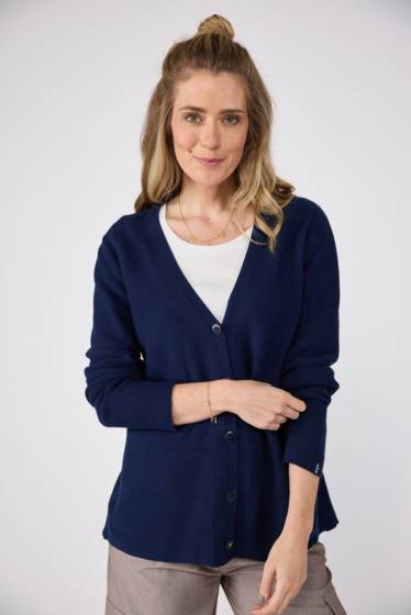 Lieblingsstück durchgeknöpfte V-Ausschnitt-Jacke Basic Weihnachtsangebot