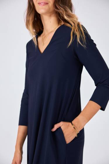 Lieblingsstück Dreiviertelarm-Kleid in Dunkelblau Räumungsverkauf
