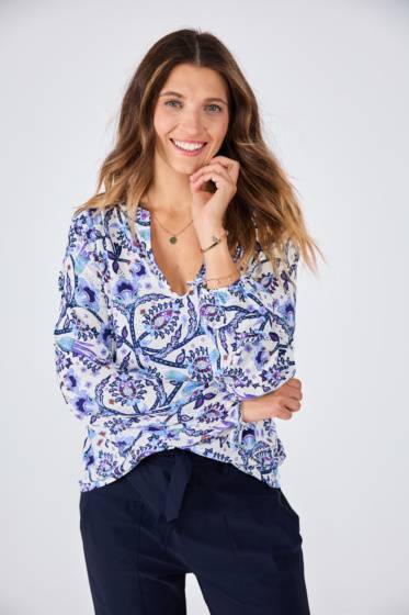 Lieblingsstück Print Bluse mit Bindebändern am Arm Riesige Ersparnisse