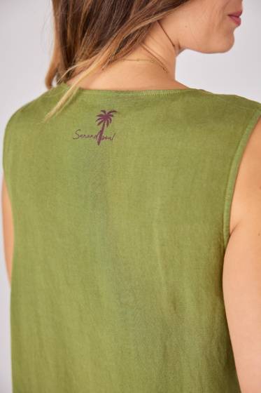 Lieblingsstück Ärmelloses Leinenkleid mit Falte Sonderangebot der Fabrik