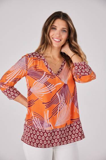 Lieblingsstück 3/4 Arm-Bluse mit Bordüre Bis zu 55% Rabatt