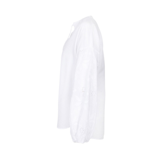 Lieblingsstück Weiße Stehkragenbluse mit Ärmelstickerei Discount Store für neue Produkte