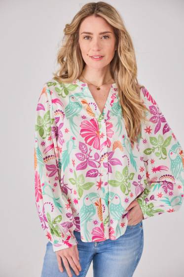 Lieblingsstück Bluse mit Puffärmel und Paradise Print Nur noch ein Tag übrig
