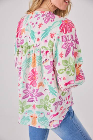 Lieblingsstück Bluse mit Puffärmel und Paradise Print Nur noch ein Tag übrig