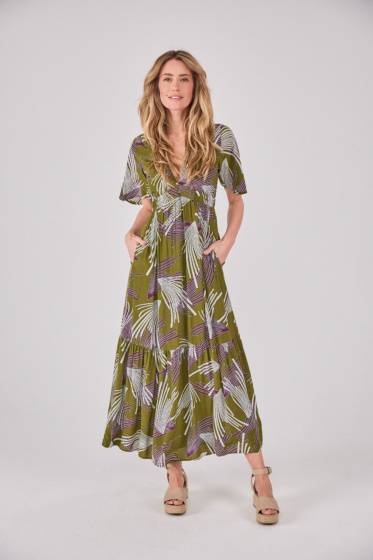 Lieblingsstück Maxikleid mit Gummizug und Print Kostenloser Versand international