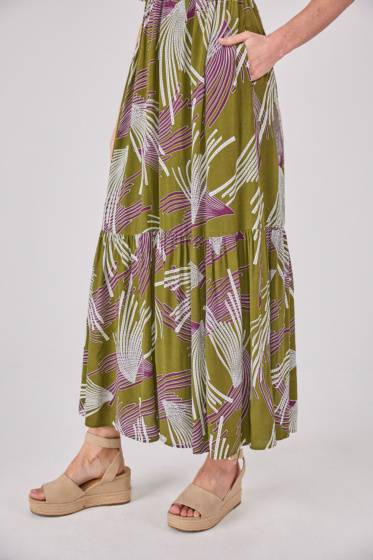 Lieblingsstück Maxikleid mit Gummizug und Print Kostenloser Versand international