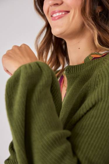 Lieblingsstück Strickjacke mit Puffarm und Rippenstruktur Black Friday Preise