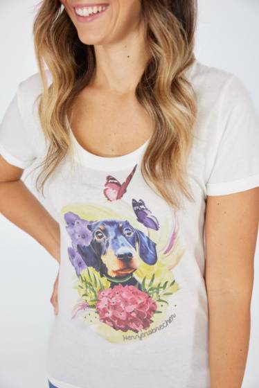 Lieblingsstück T-Shirt mit Frontmotiv Dackel Begrenztes Angebot
