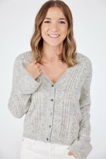 Lieblingsstück Jacke mit ausgestelltem Ärmel und Herzchen-Strick Osterangebot