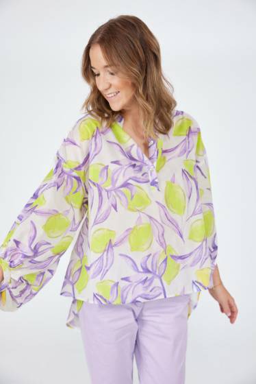 Lieblingsstück Bluse mit Stehkragen und Lemon Print Lagerräumung