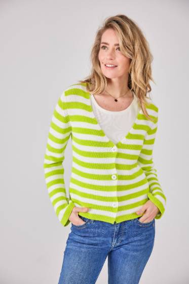 Lieblingsstück V-Ausschnitt Jacke mit Streifen Lime Heißer Verkauf