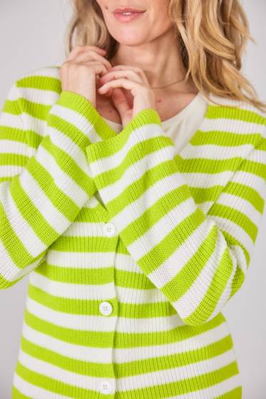 Lieblingsstück V-Ausschnitt Jacke mit Streifen Lime Heißer Verkauf