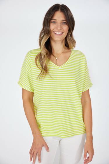 Lieblingsstück Halbarm T-Shirt mit Streifen Lime Top Angebot