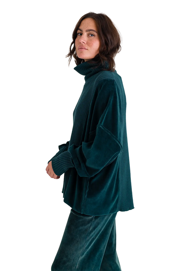 Love Joy Victory Rollkragenpullover mit Velvet und Strick Vega Verkauf