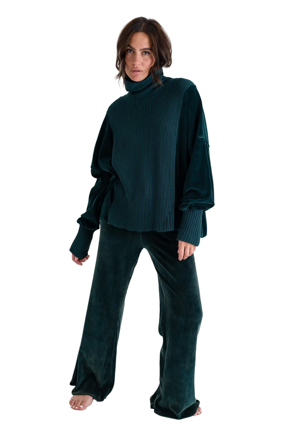 Love Joy Victory Rollkragenpullover mit Velvet und Strick Vega Verkauf
