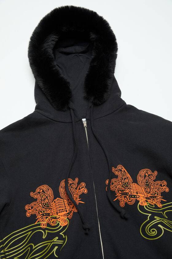 Acne Studios Bedruckter Kapuzenpullover mit Reißverschluss Limitierter Zeitrabatt