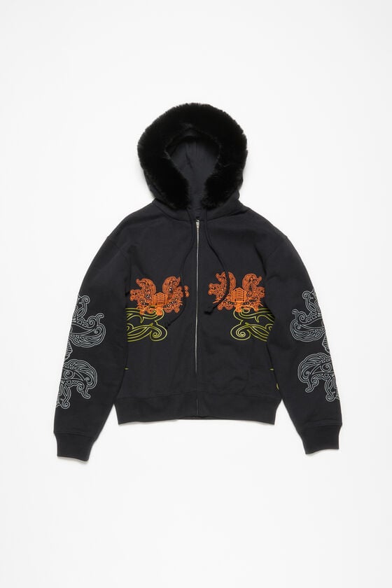 Acne Studios Bedruckter Kapuzenpullover mit Reißverschluss Limitierter Zeitrabatt