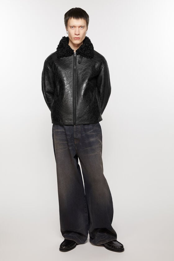 Acne Studios Lederjacke mit Shearling Fabrikverkauf