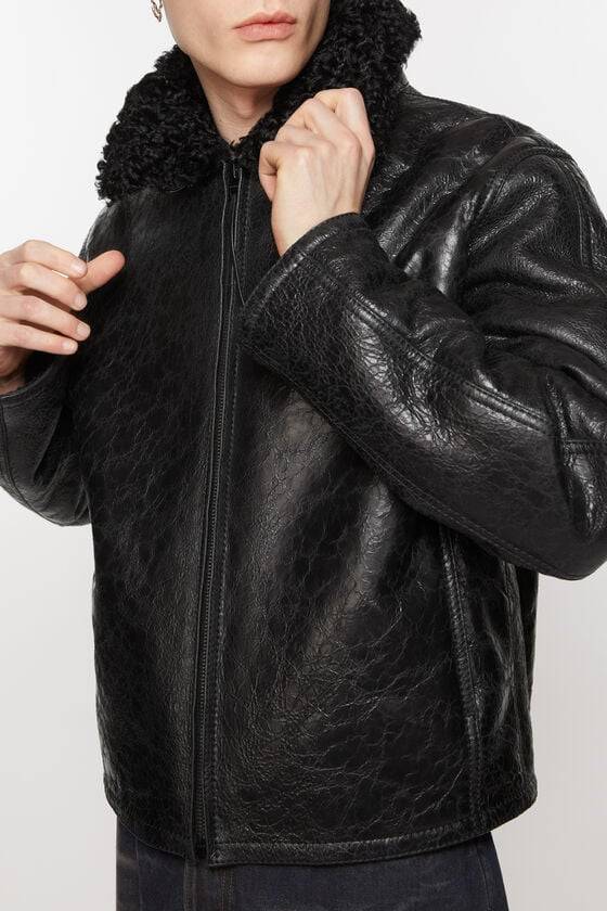 Acne Studios Lederjacke mit Shearling Fabrikverkauf
