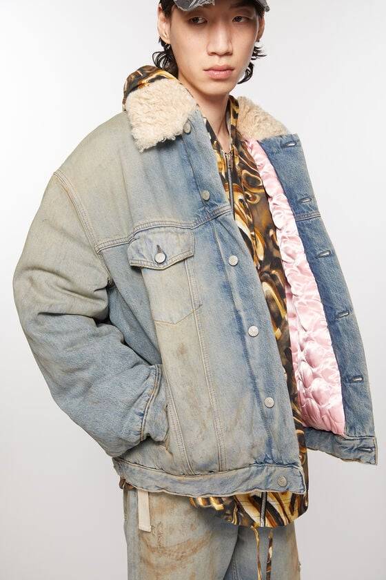 Acne Studios Jacke mit Jeanspelzbesatz - Oversize-Passform Fabrikpreis