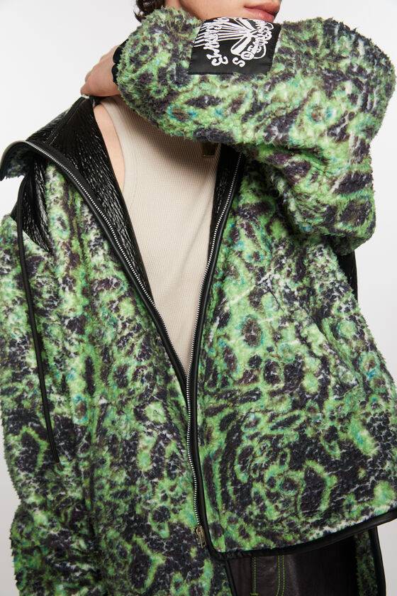 Acne Studios Bedruckte Fleece-Kapuzenjacke Preisnachlass