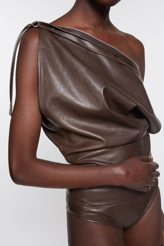 Acne Studios Bodysuit aus Leder Laufsteg-Show VIP-Rabatte