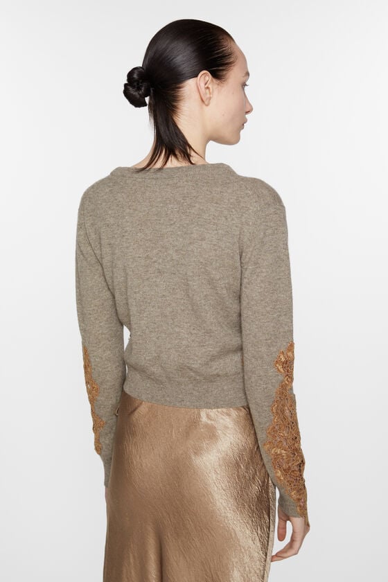 Acne Studios Wollpullover mit Spitzenbesatz Rabatt