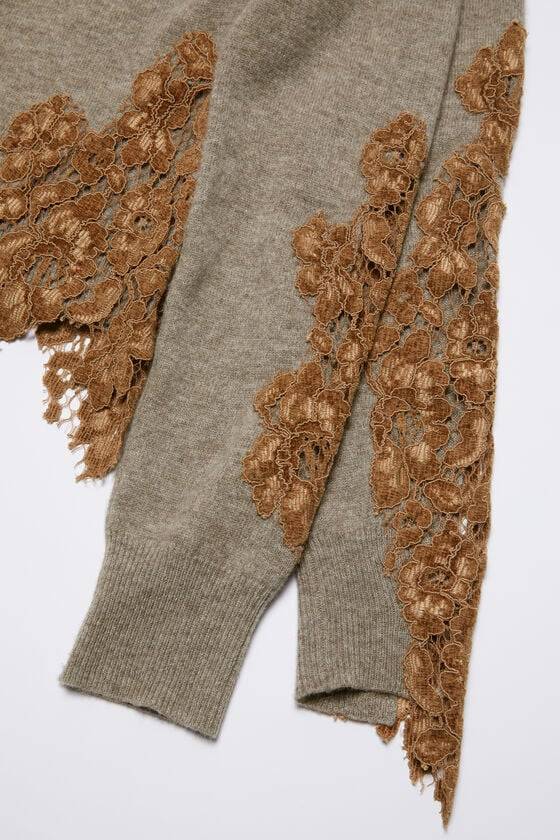 Acne Studios Wollpullover mit Spitzenbesatz Rabatt