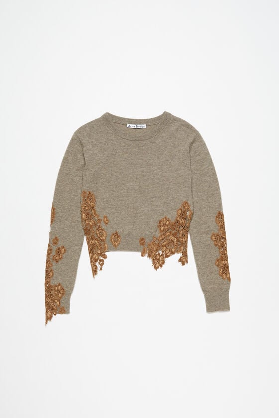 Acne Studios Wollpullover mit Spitzenbesatz Rabatt