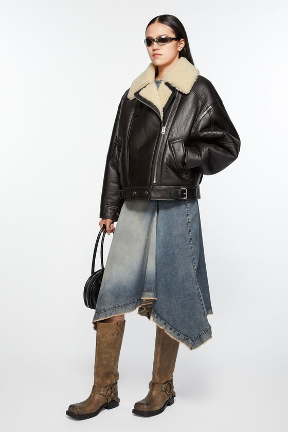 Acne Studios Lederjacke mit Shearling Kostenloser Versand international