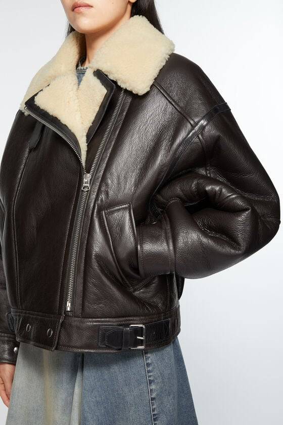 Acne Studios Lederjacke mit Shearling Kostenloser Versand international