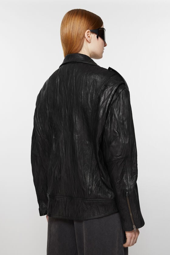 Acne Studios Bikerjacke aus zerknittertem Leder Günstiger Verkauf