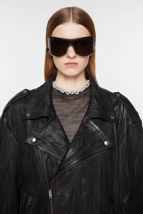 Acne Studios Bikerjacke aus zerknittertem Leder Günstiger Verkauf