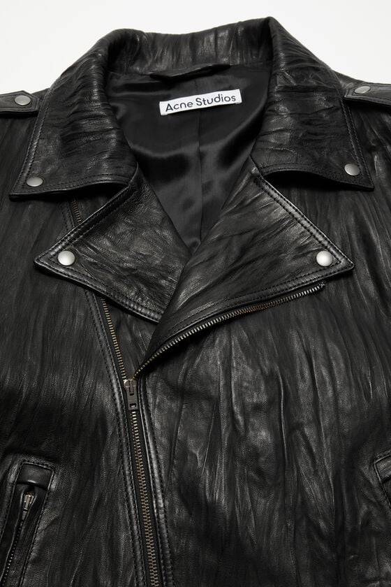 Acne Studios Bikerjacke aus zerknittertem Leder Günstiger Verkauf