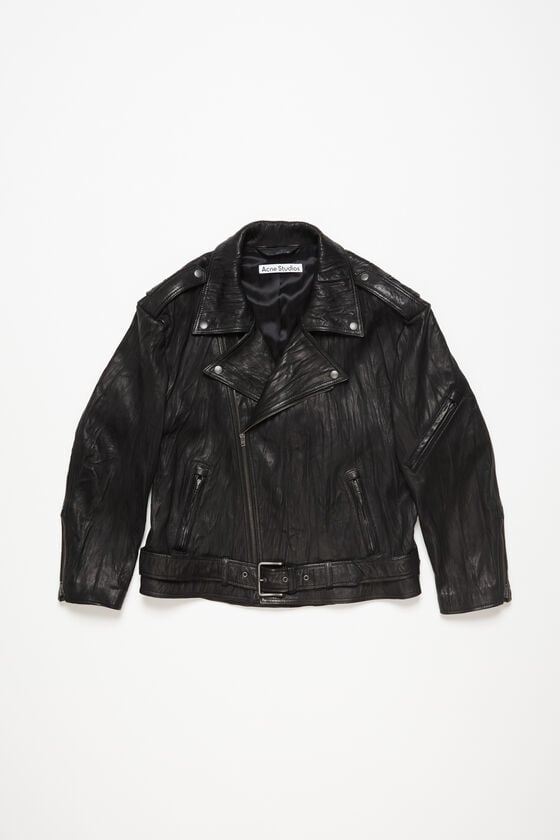 Acne Studios Bikerjacke aus zerknittertem Leder Günstiger Verkauf
