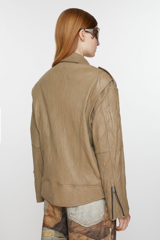 Acne Studios Bikerjacke aus zerknittertem Leder Fabrikverkauf