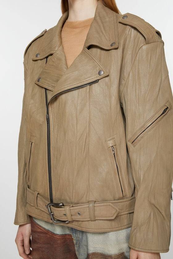 Acne Studios Bikerjacke aus zerknittertem Leder Fabrikverkauf