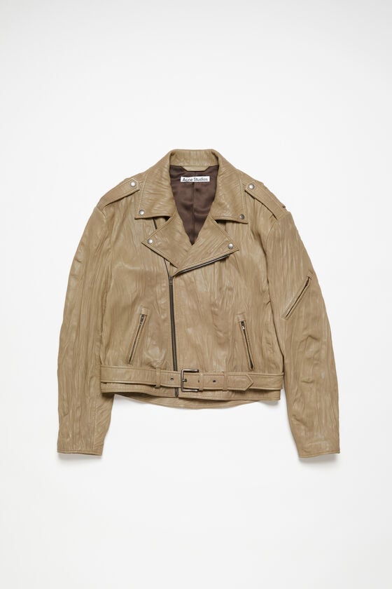 Acne Studios Bikerjacke aus zerknittertem Leder Fabrikverkauf