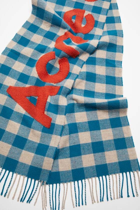 Acne Studios Karierter Logo-Schal zollfrei