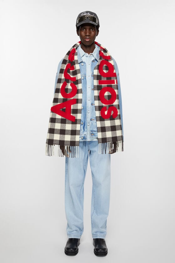 Acne Studios Karierter Logo-Schal Tägliche Deals