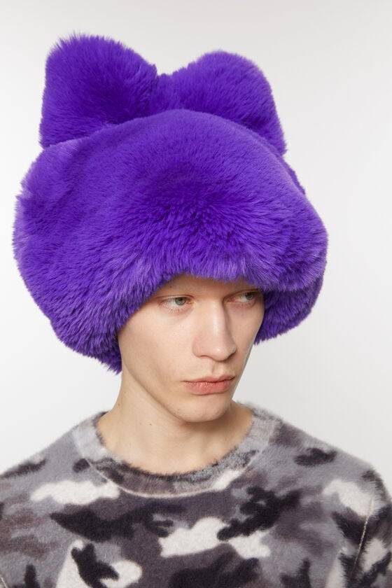 Acne Studios Flauschige Mütze mit Schleife Kostenlose Rückgabe