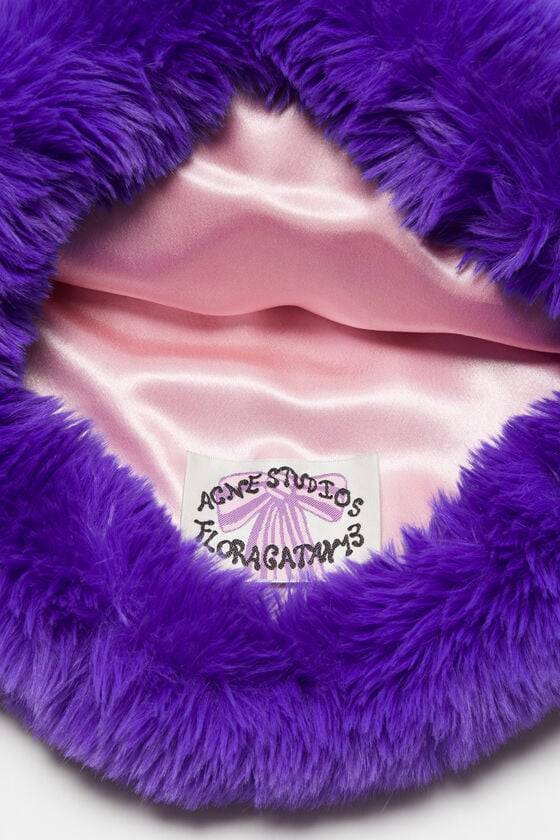 Acne Studios Flauschige Mütze mit Schleife Kostenlose Rückgabe