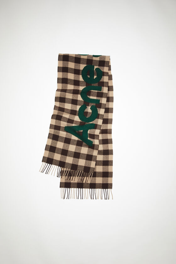 Acne Studios Karierter Logo-Schal Fabrikverkauf