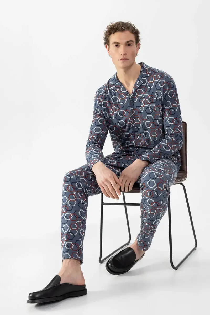 Merxx Langer Pyjama Serie Hexagon Mix Super Rabatt