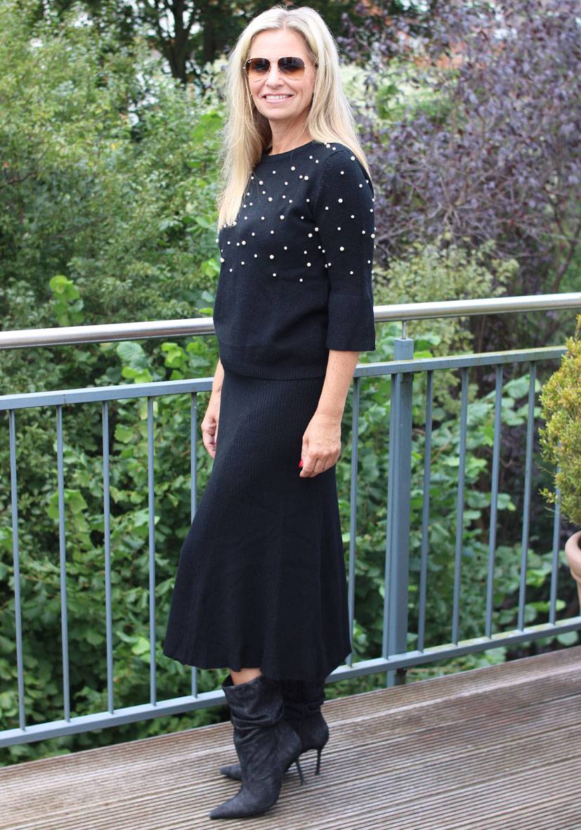 Miss Goodlife Skirt Knitted long – black Günstig kaufen