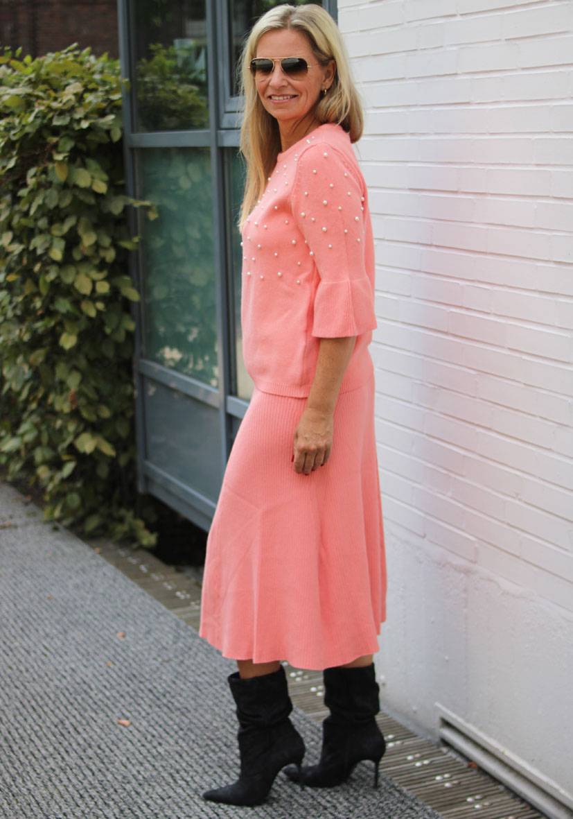 Miss Goodlife Skirt Knitted long – peach Flash Sale