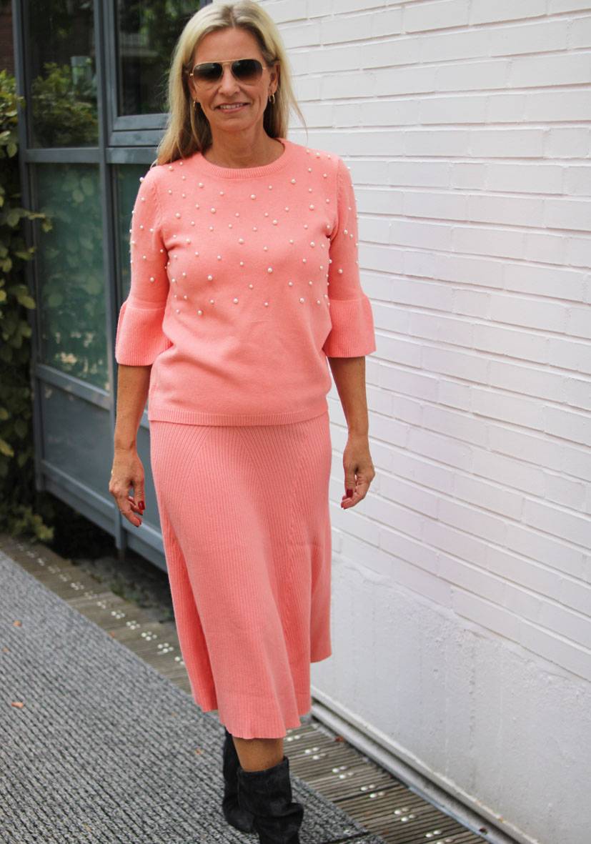Miss Goodlife Skirt Knitted long – peach Flash Sale