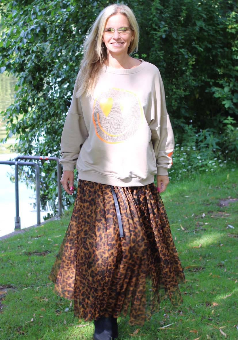 Miss Goodlife Maxirock Tüll Leo allover – lightbrown Preisnachlass