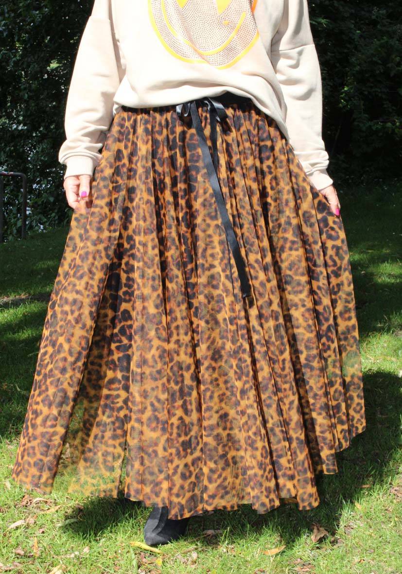 Miss Goodlife Maxirock Tüll Leo allover – lightbrown Preisnachlass
